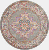 5' Gray Round Power Loom Area Rug - Homeroots - Flyclothing LLC