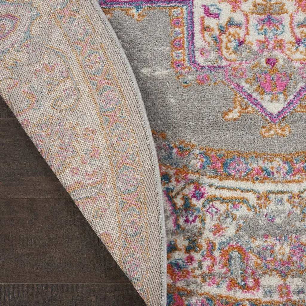 5' Gray Round Power Loom Area Rug - Homeroots - Flyclothing LLC