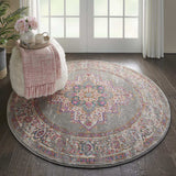 5' Gray Round Power Loom Area Rug - Homeroots - Flyclothing LLC