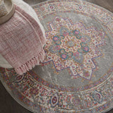 5' Gray Round Power Loom Area Rug - Homeroots - Flyclothing LLC