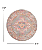 5' Gray Round Power Loom Area Rug - Homeroots