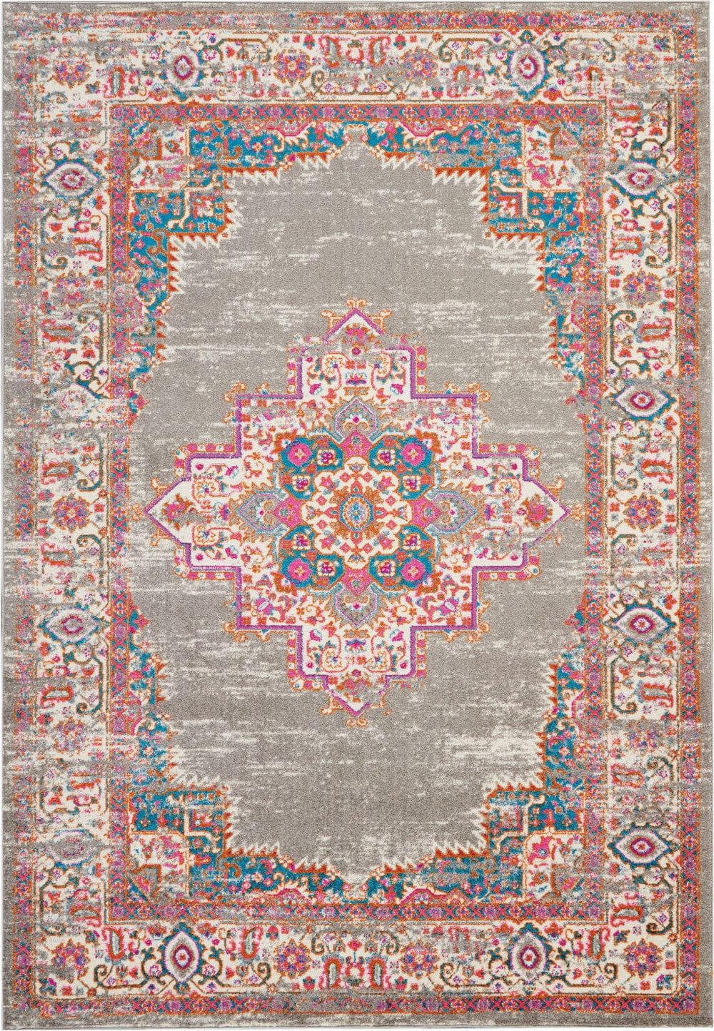 7' X 10' Gray Power Loom Area Rug - Homeroots