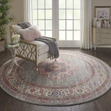 8' Gray Round Power Loom Area Rug - Homeroots - Flyclothing LLC