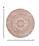 8' Gray Round Power Loom Area Rug - Homeroots
