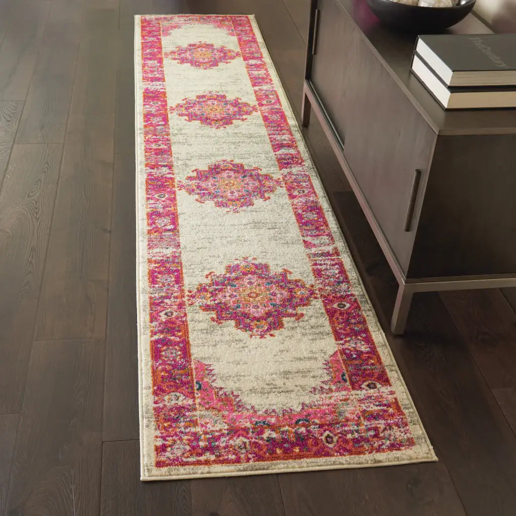 10' Fuchsia Power Loom Runner Rug - Homeroots - Flyclothing LLC