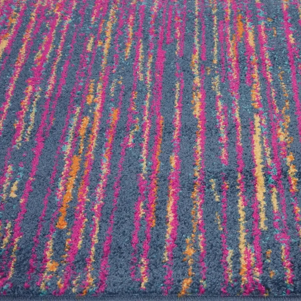 5' X 7' Blue And Pink Abstract Power Loom Area Rug - Homeroots - Flyclothing LLC