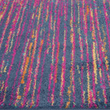 5' X 7' Blue And Pink Abstract Power Loom Area Rug - Homeroots