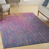 5' X 7' Blue And Pink Abstract Power Loom Area Rug - Homeroots - Flyclothing LLC