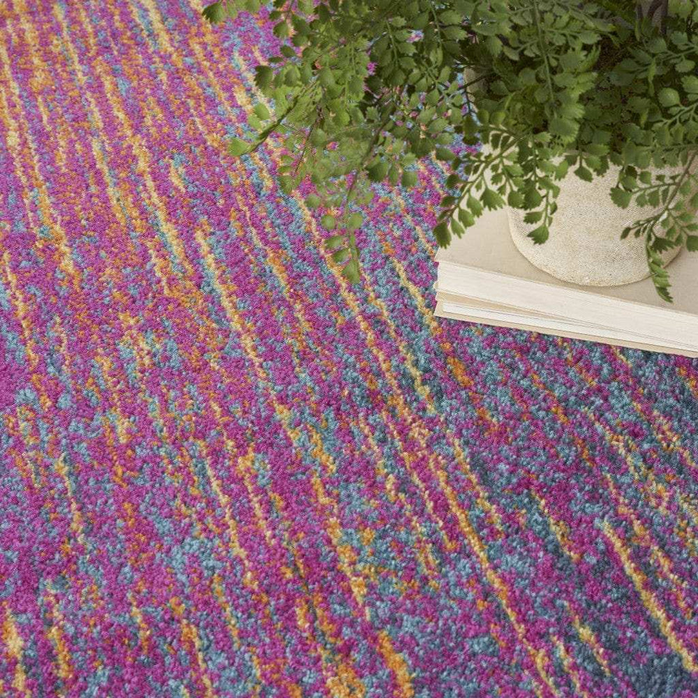 5' X 7' Blue And Pink Abstract Power Loom Area Rug - Homeroots - Flyclothing LLC