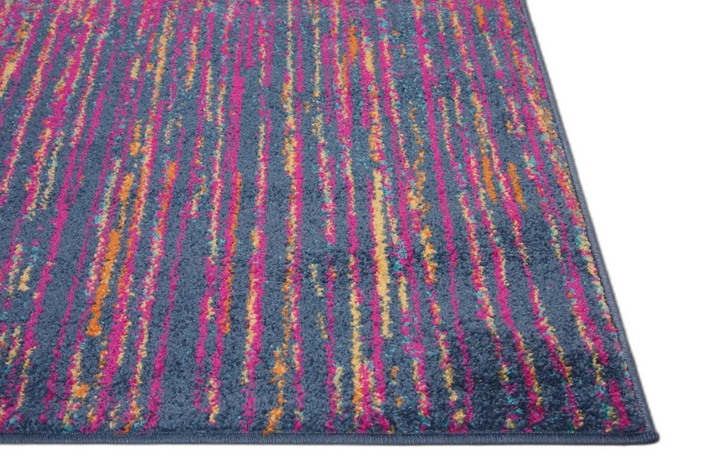 5' X 7' Blue And Pink Abstract Power Loom Area Rug - Homeroots