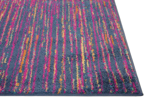 5' X 7' Blue And Pink Abstract Power Loom Area Rug - Homeroots - Flyclothing LLC