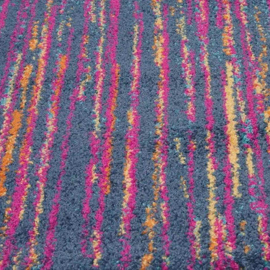 5' X 7' Blue And Pink Abstract Power Loom Area Rug - Homeroots - Flyclothing LLC