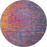 5' Blue And Pink Round Abstract Power Loom Area Rug - Homeroots