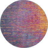 5' Blue And Pink Round Abstract Power Loom Area Rug - Homeroots