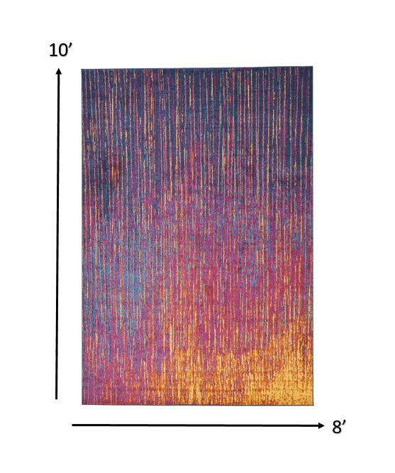 8' X 10' Blue And Pink Abstract Power Loom Area Rug - Homeroots