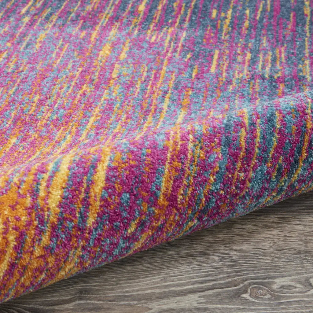 8' Blue And Pink Round Abstract Power Loom Area Rug - Homeroots - Flyclothing LLC