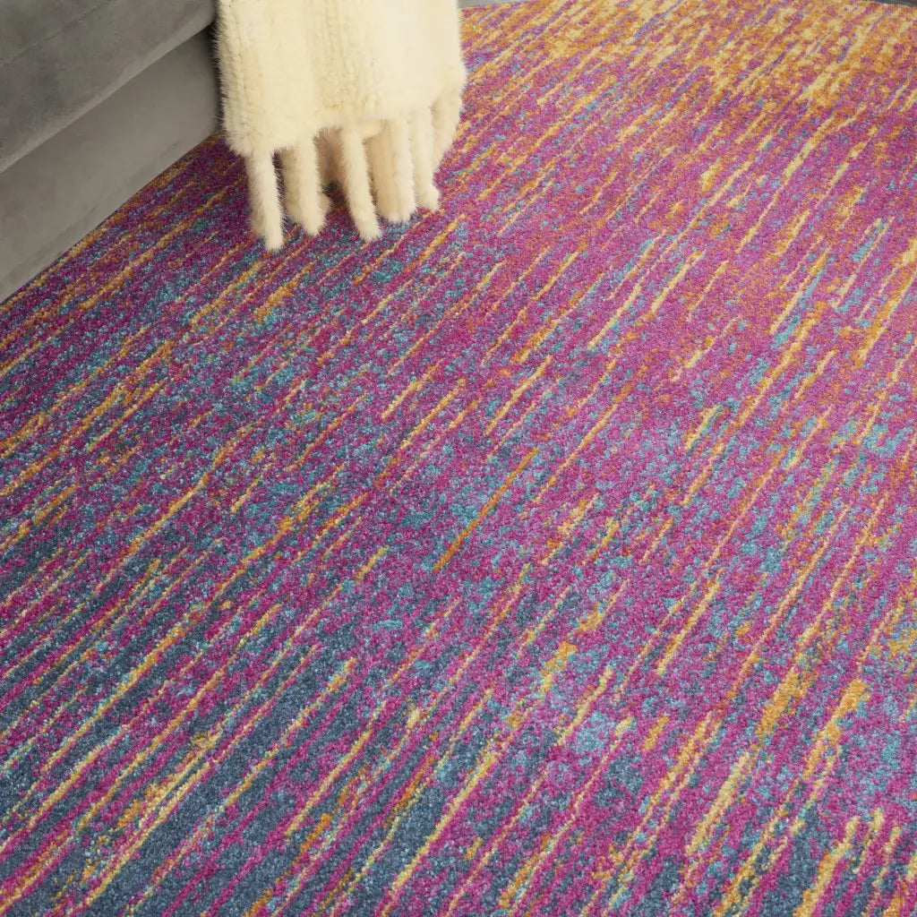 8' Blue And Pink Round Abstract Power Loom Area Rug - Homeroots - Flyclothing LLC