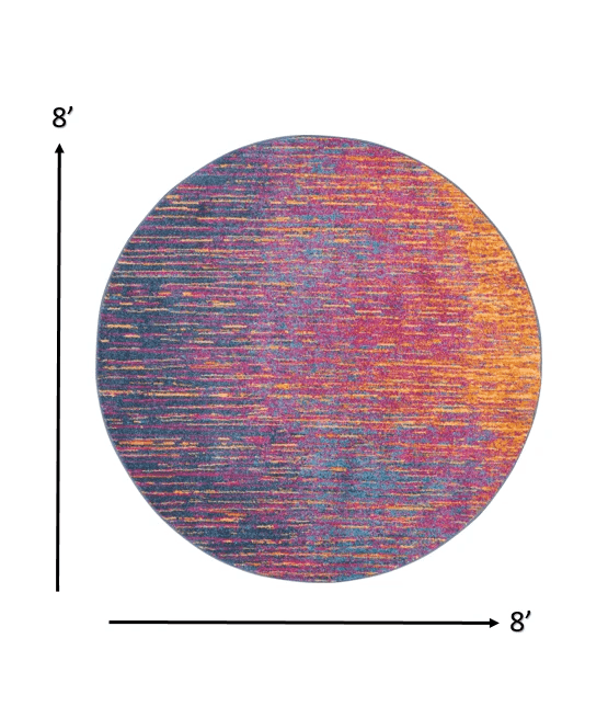 8' Blue And Pink Round Abstract Power Loom Area Rug - Homeroots - Flyclothing LLC