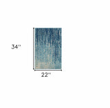 2' X 3' Blue and Ivory Abstract Power Loom Area Rug - Homeroots