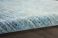 6' Blue and Ivory Abstract Power Loom Runner Rug - Homeroots