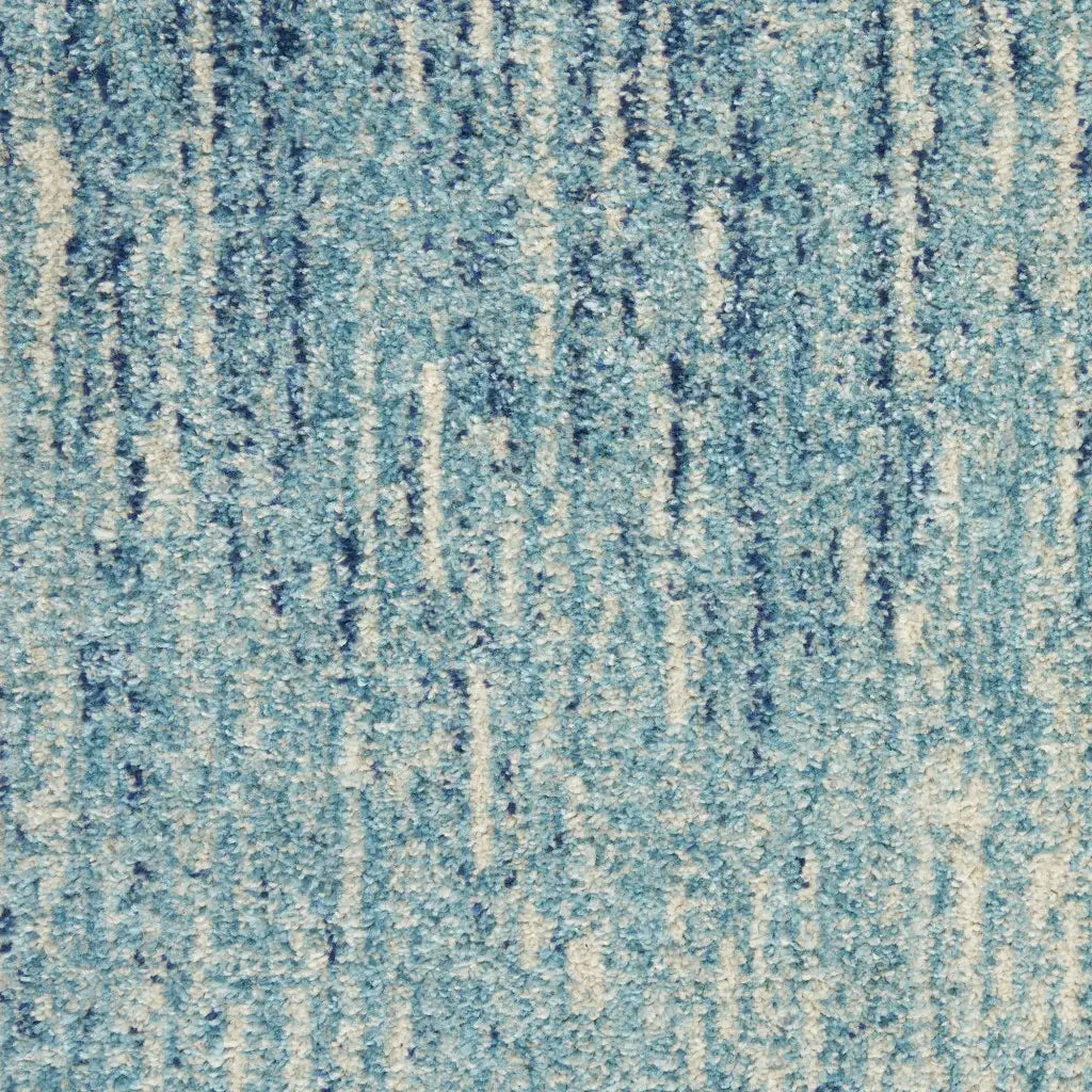 6' Blue and Ivory Abstract Power Loom Runner Rug - Homeroots - Flyclothing LLC