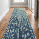 10' Ivory And Blue Abstract Power Loom Runner Rug - Homeroots - Flyclothing LLC