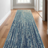 10' Ivory And Blue Abstract Power Loom Runner Rug - Homeroots
