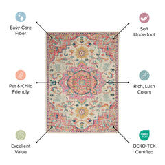 10' Ivory And Blue Abstract Power Loom Runner Rug