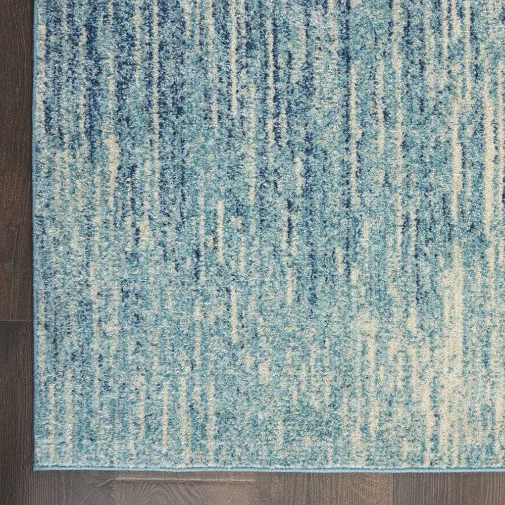 10' Ivory And Blue Abstract Power Loom Runner Rug - Homeroots - Flyclothing LLC