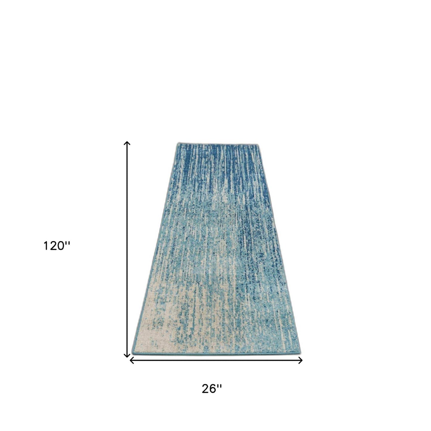 10' Ivory And Blue Abstract Power Loom Runner Rug - Homeroots - Flyclothing LLC
