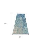 10' Ivory And Blue Abstract Power Loom Runner Rug - Homeroots - Flyclothing LLC