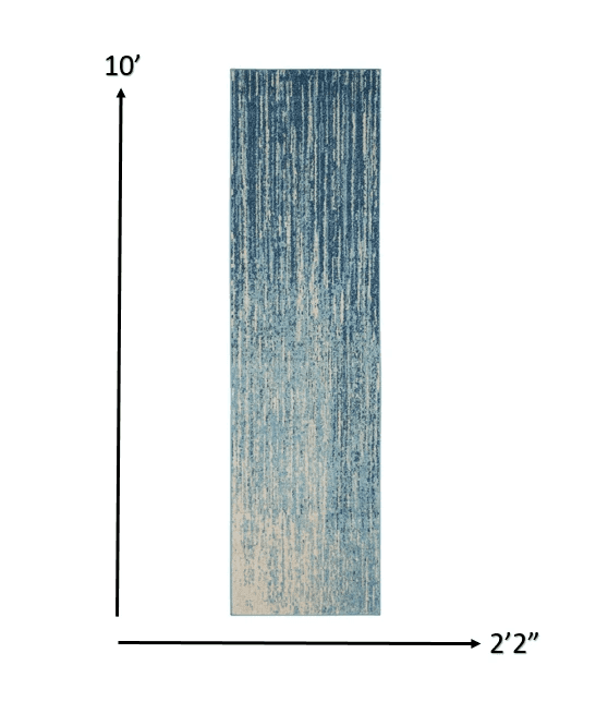 10' Ivory And Blue Abstract Power Loom Runner Rug - Homeroots - Flyclothing LLC