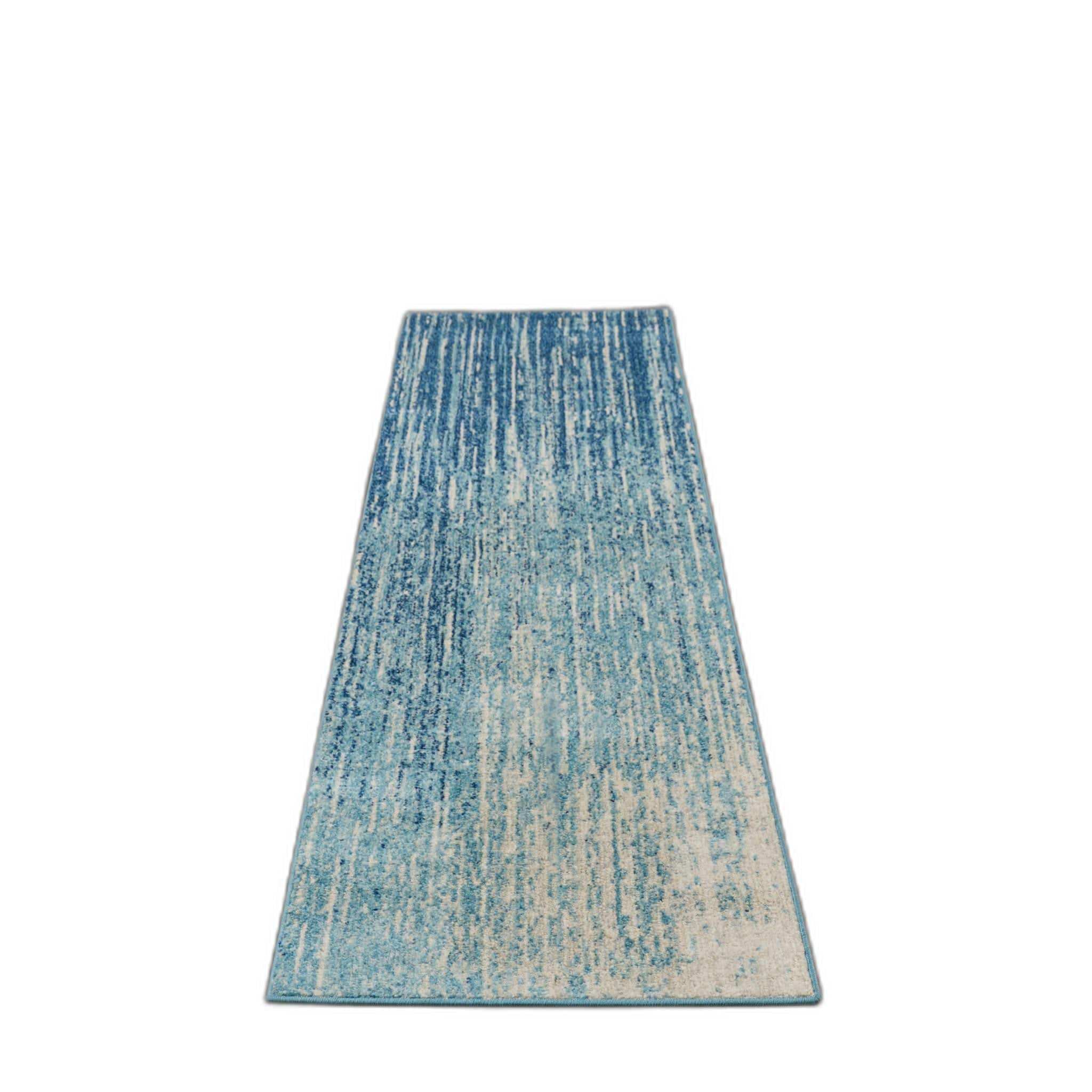 10' Ivory And Blue Abstract Power Loom Runner Rug - Homeroots - Flyclothing LLC