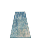 10' Ivory And Blue Abstract Power Loom Runner Rug - Homeroots