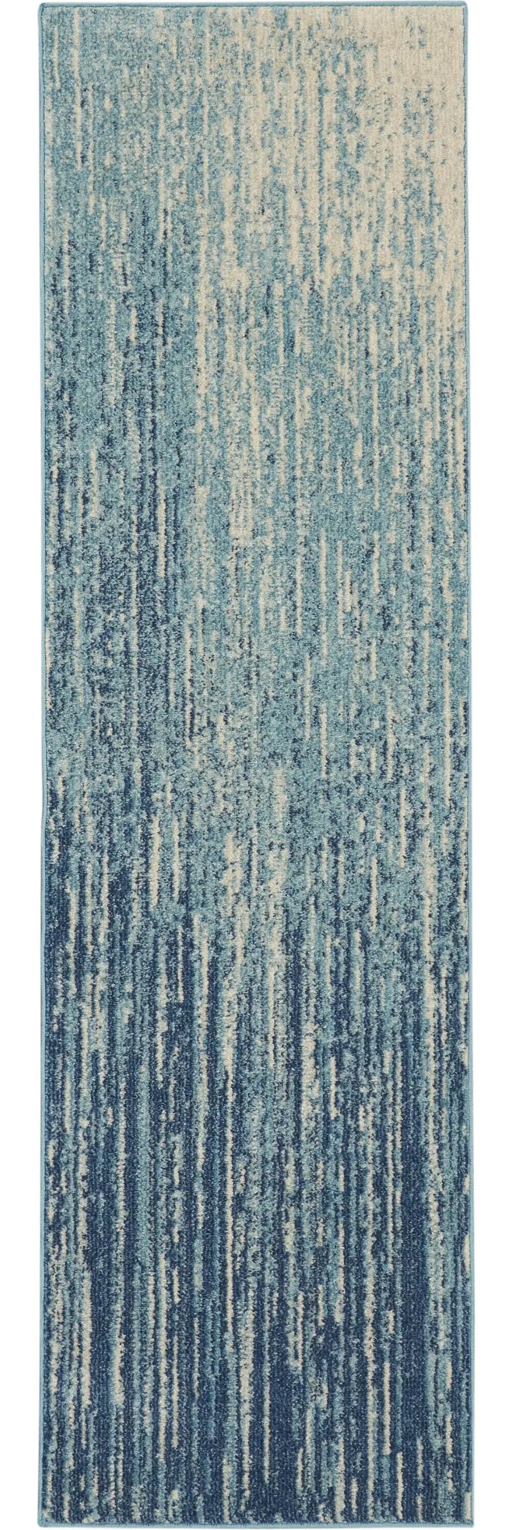8' Ivory And Blue Abstract Power Loom Runner Rug - Homeroots - Flyclothing LLC