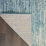 8' Ivory And Blue Abstract Power Loom Runner Rug - Homeroots