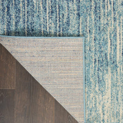 8' Ivory And Blue Abstract Power Loom Runner Rug - Homeroots