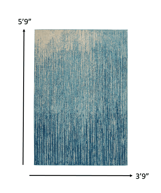 4' X 6' Blue and Ivory Abstract Stripes Power Loom Area Rug - Homeroots - Flyclothing LLC