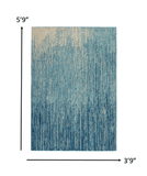 4' X 6' Blue and Ivory Abstract Stripes Power Loom Area Rug - Homeroots