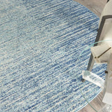 4' Blue and Ivory Abstract Power Loom Round Rug - Homeroots - Flyclothing LLC