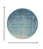 4' Blue and Ivory Abstract Power Loom Round Rug - Homeroots