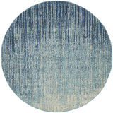 4' Blue and Ivory Abstract Power Loom Round Rug - Homeroots