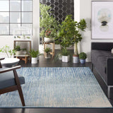 5' X 7' Ivory And Blue Abstract Stripes Power Loom Area Rug - Homeroots - Flyclothing LLC