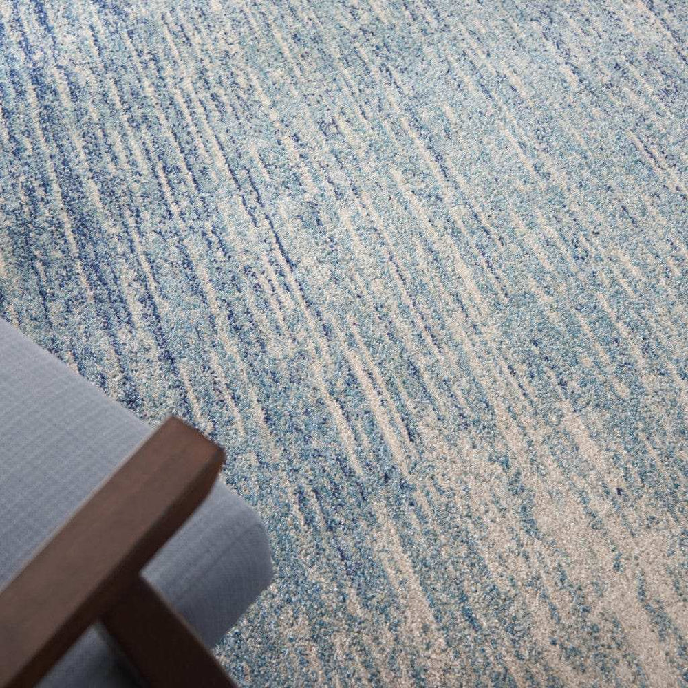 5' X 7' Ivory And Blue Abstract Stripes Power Loom Area Rug - Homeroots - Flyclothing LLC