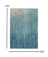 5' X 7' Ivory And Blue Abstract Stripes Power Loom Area Rug - Homeroots - Flyclothing LLC