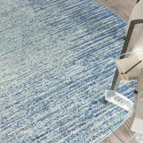 5' Blue and Ivory Abstract Power Loom Round Rug - Homeroots - Flyclothing LLC