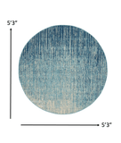5' Blue and Ivory Abstract Power Loom Round Rug - Homeroots
