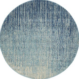 5' Blue and Ivory Abstract Power Loom Round Rug - Homeroots