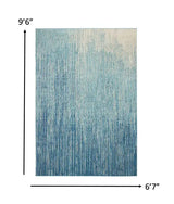 7' X 10' Blue and Ivory Abstract Stripes Power Loom Area Rug - Homeroots - Flyclothing LLC