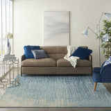 8' X 10' Blue and Ivory Abstract Stripes Power Loom Area Rug - Homeroots - Flyclothing LLC